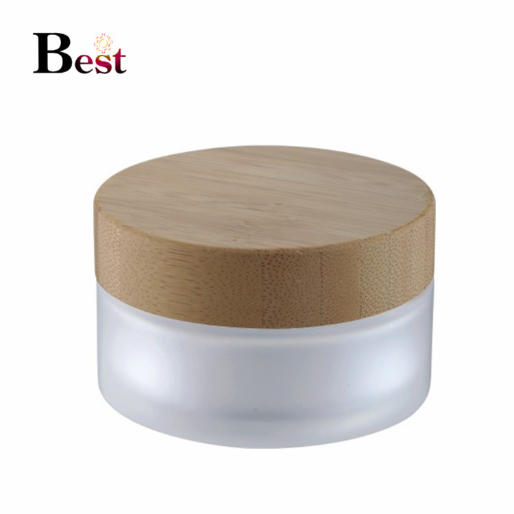 50ml 100ml 200ml frosted matte white body butter bamboo cosmetic jars dark unique candle jars with wooden lids