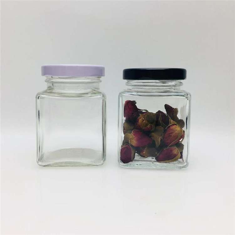 50ml 100ml 200ml metal lid square canning glass jar for food coconut oil jar