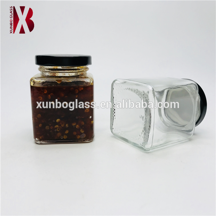50ml 100ml 200ml metal lid square canning glass jar for food coconut oil jar