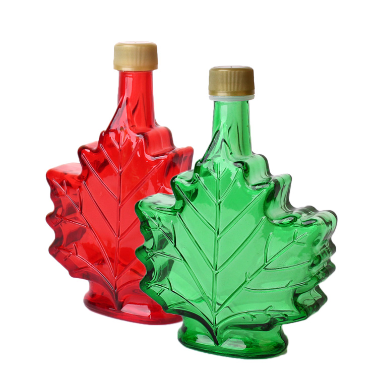 50ml 100ml 250ml maple leaf glass bottle for Canada pure syrup with screw plastic cap