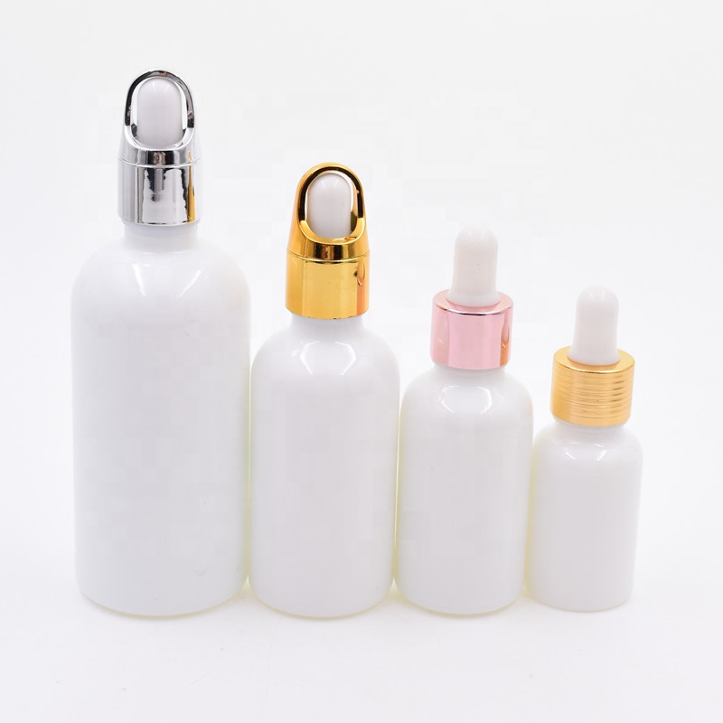 50ml 100ml 2oz 3oz white frascos de vidrio droplet serum pump bottle cbd oil essential oil dropper bottle glass bottles