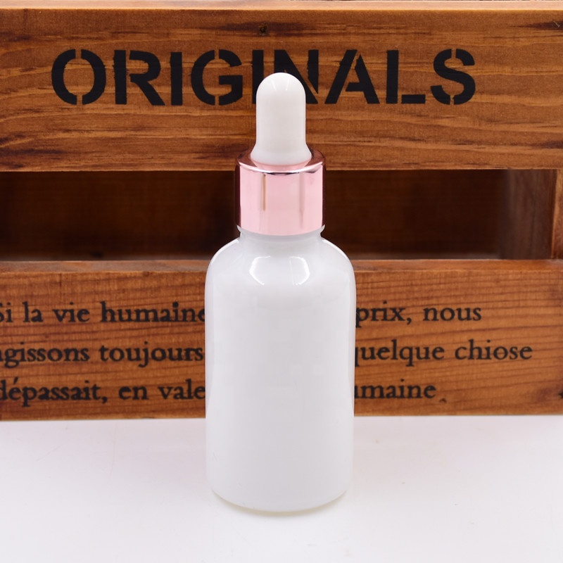 50ml 100ml 2oz 3oz white frascos de vidrio droplet serum pump bottle cbd oil essential oil dropper bottle glass bottles