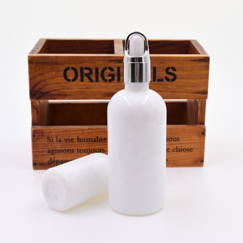 50ml 100ml 2oz 3oz white frascos de vidrio droplet serum pump bottle cbd oil essential oil dropper bottle glass bottles