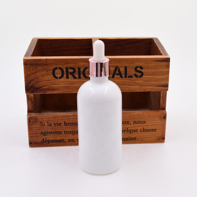 50ml 100ml 2oz 3oz white frascos de vidrio droplet serum pump bottle cbd oil essential oil dropper bottle glass bottles