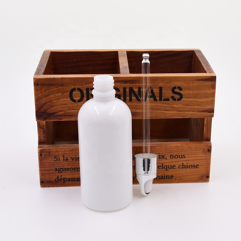 50ml 100ml 2oz 3oz white frascos de vidrio droplet serum pump bottle cbd oil essential oil dropper bottle glass bottles