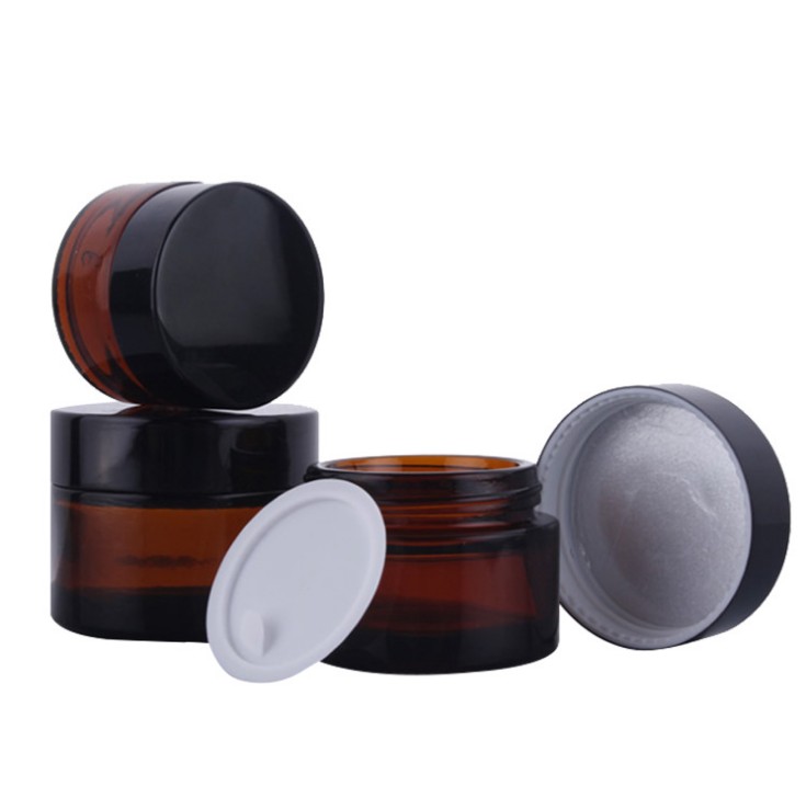 50ml 100ml 30ml Custom Log Round Screw Top Lid Face Mask Brown Amber Glass Jar