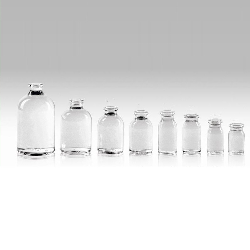 50ml, 100ml Amber Borosilicate Injectable pharmaceutical Tubular glass bottle With Rubber Stopper And Aluminum Caps