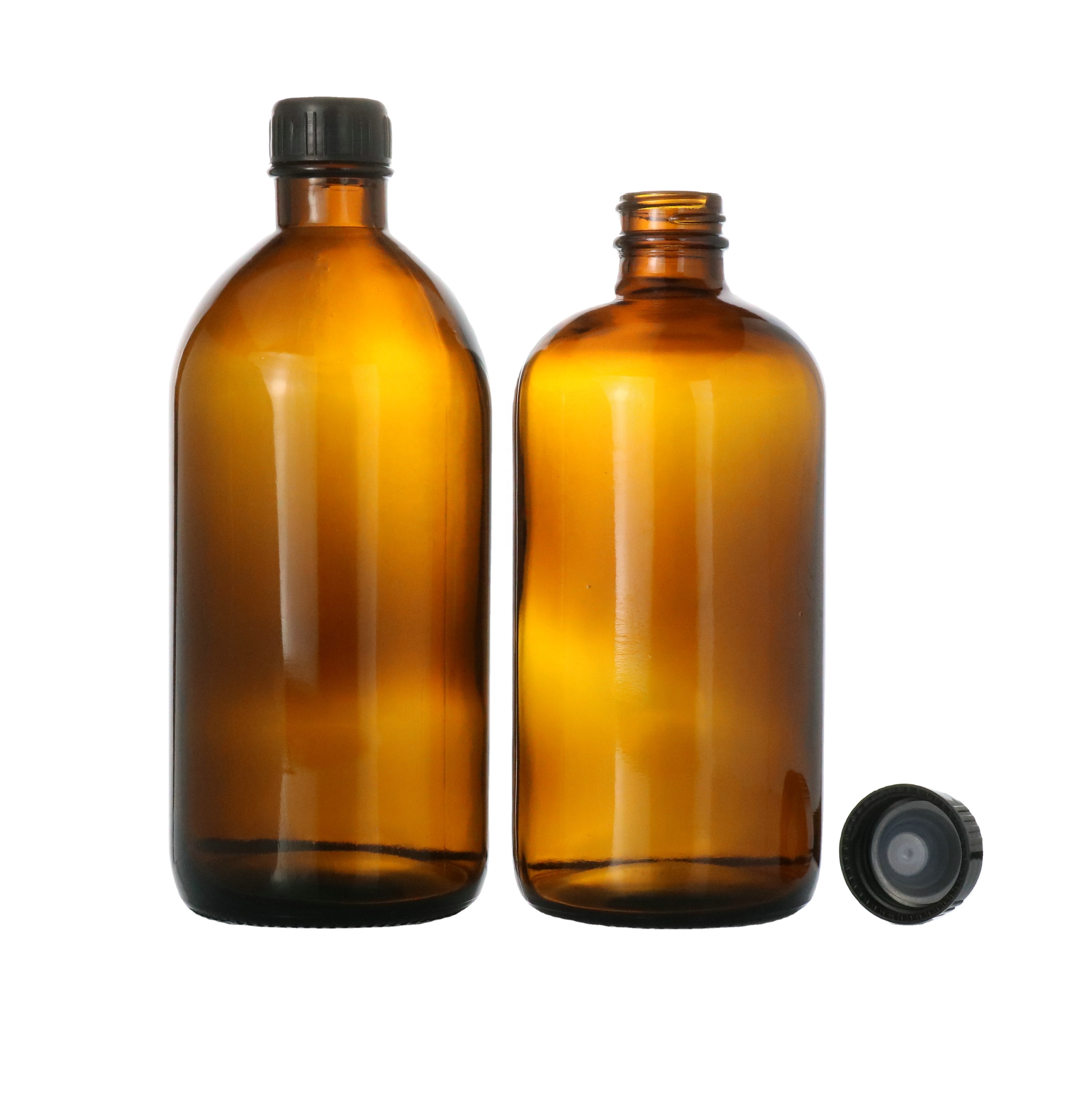 50ml 100ml Amber Boston Round Cosmetics Essential Oil Glass Bottles with Room Mist Spray