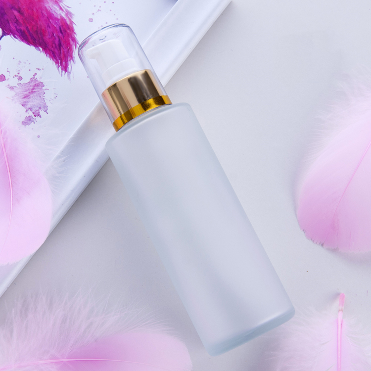 50ml 100ml Cosmetic Containers Frosted Glass Pump Lotion Bottle
