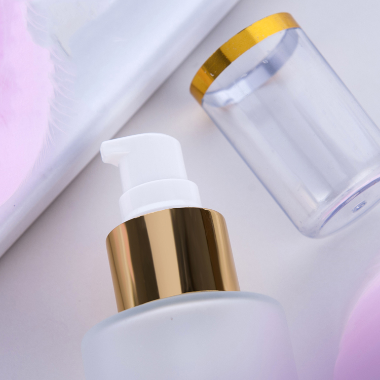 50ml 100ml Cosmetic Containers Frosted Glass Pump Lotion Bottle