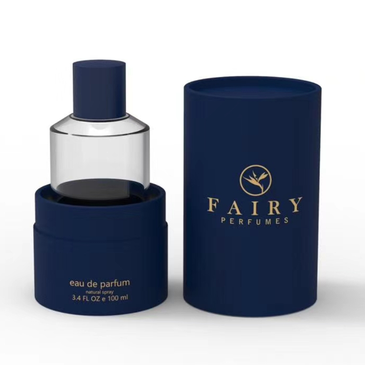 50ml 100ml Empty high quality cylinder transparent OEM glass perfume bottle with gift box pump sprayer