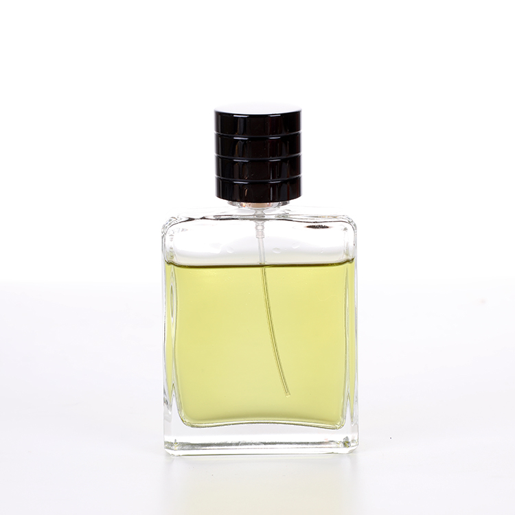 50ml 100ml High End Square Transparent Perfume Spray Bottle with Round Lid