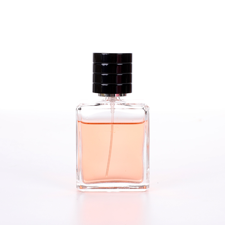 50ml 100ml High End Square Transparent Perfume Spray Bottle with Round Lid