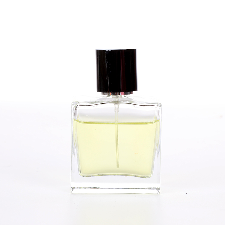 50ml 100ml High End Square Transparent Perfume Spray Bottle with Round Lid