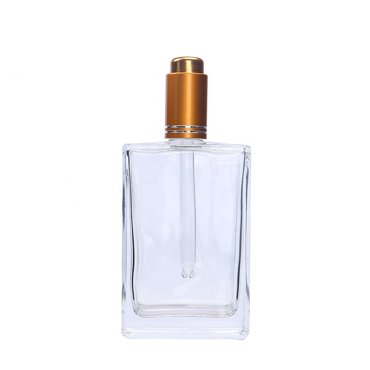 50ml 100ml Skin care packaging essential oil dropper glass bottle with gold cap