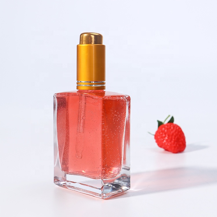 50ml 100ml Skin care packaging essential oil dropper glass bottle with gold cap
