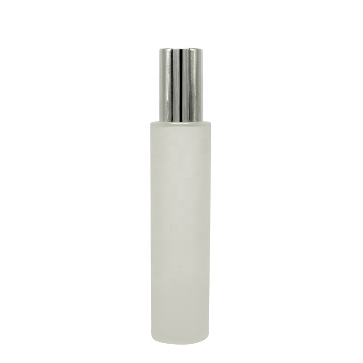 50ml 100ml White frosted glass spray cosmetic glass bottle jar with silver lid