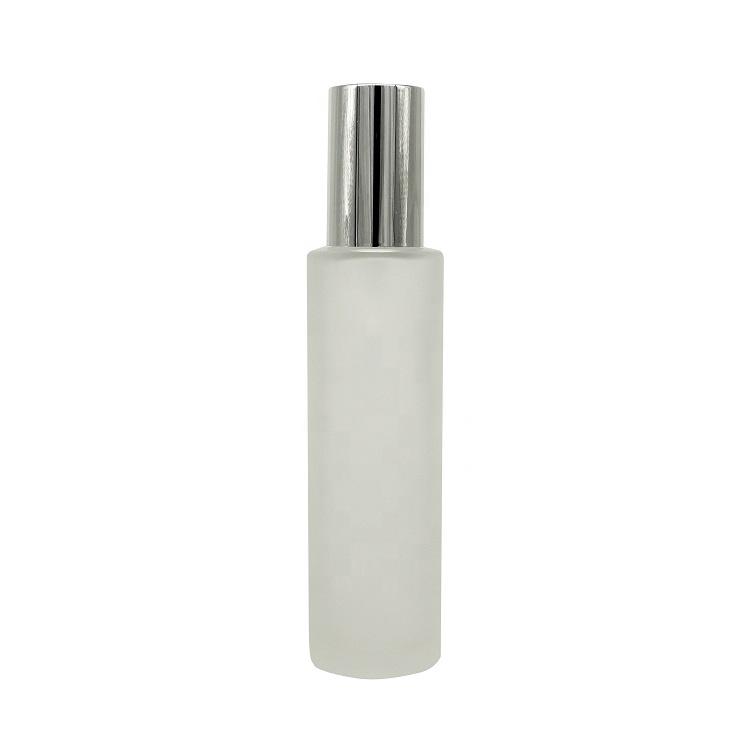 50ml 100ml White frosted glass spray cosmetic glass bottle jar with silver lid