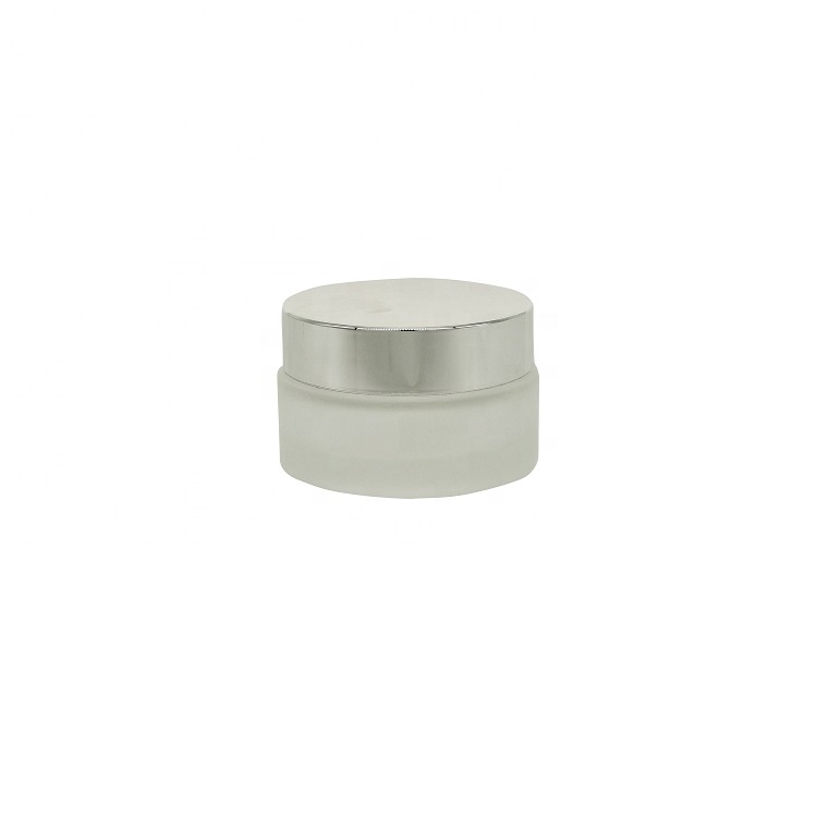 50ml 100ml White frosted glass spray cosmetic glass bottle jar with silver lid