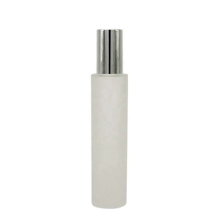 50ml 100ml White frosted glass spray cosmetic glass bottle jar with silver lid