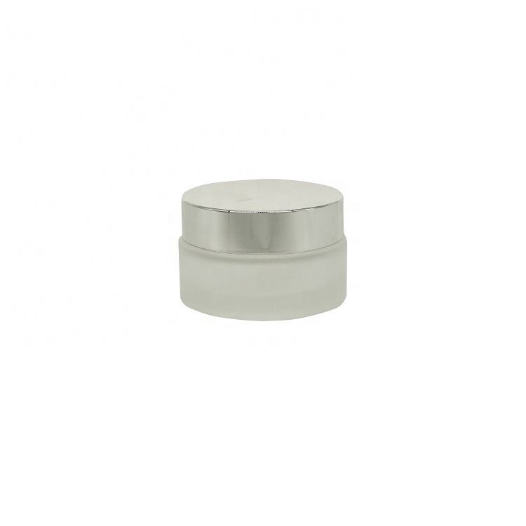50ml 100ml White frosted glass spray cosmetic glass bottle jar with silver lid
