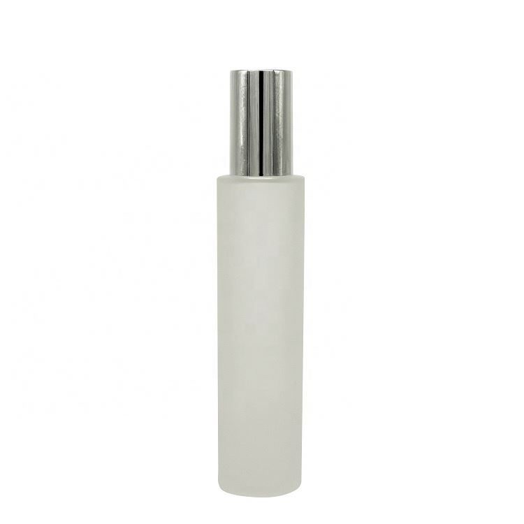 50ml 100ml White frosted glass spray cosmetic glass bottle jar with silver lid
