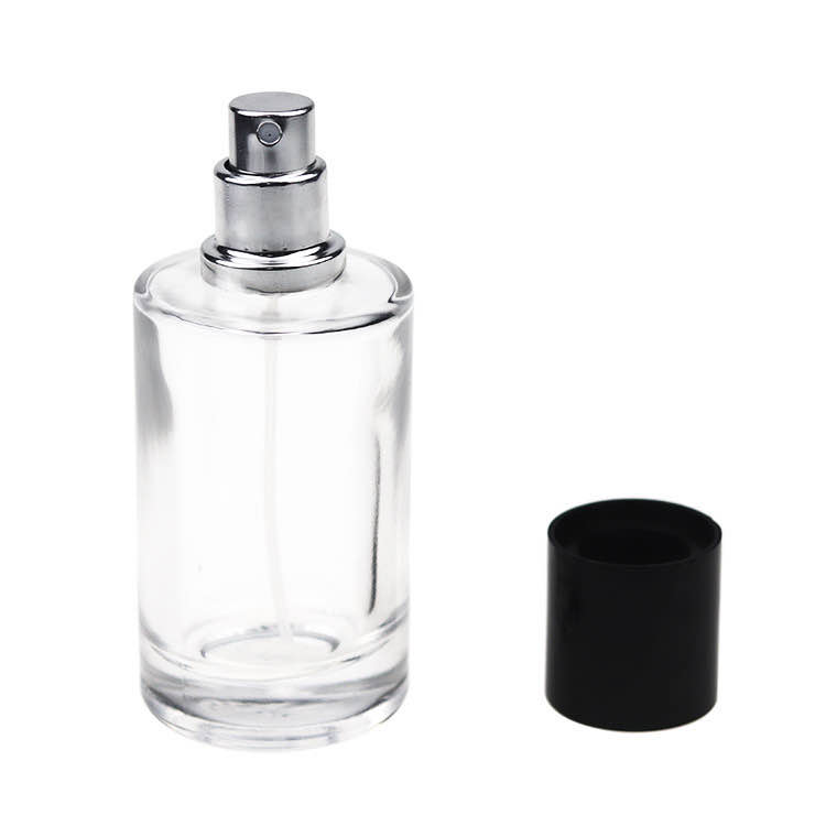 50ml 100ml cylinder round shaped glass perfume spray bottle