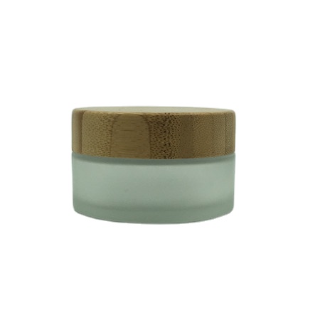 50ml 100ml frosting glass cream jar container with bamboo lid