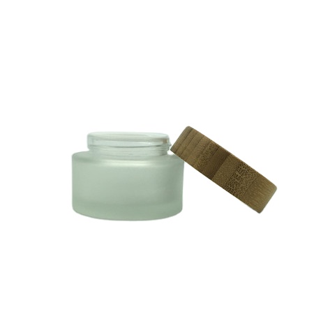 50ml 100ml frosting glass cream jar container with bamboo lid