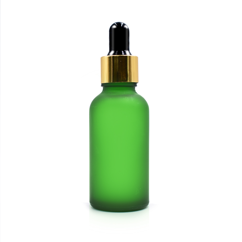 50ml 100ml sky blue red green essential oil cosmetic frosted glass dropper bottle with gold cap