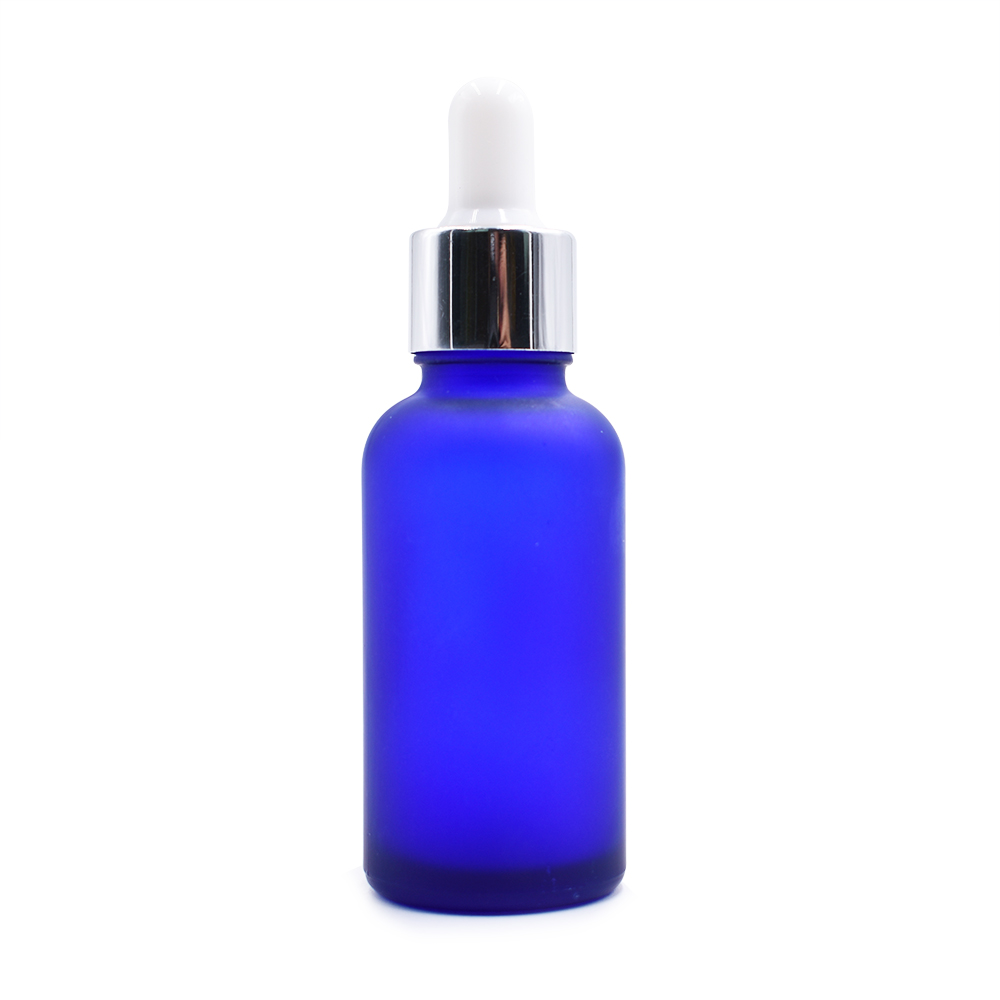 50ml 100ml sky blue red green essential oil cosmetic frosted glass dropper bottle with gold cap