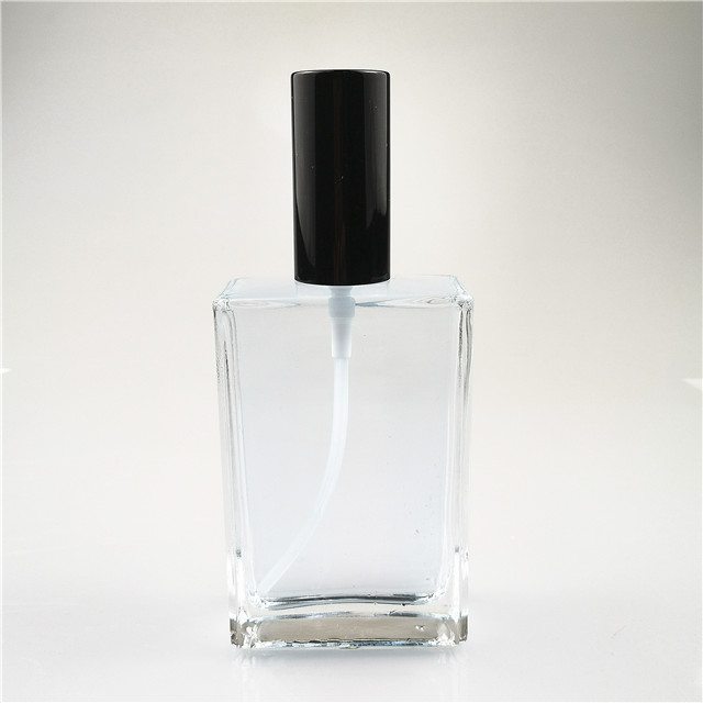 50ml 100ml square black color glass perfume bottle with spray