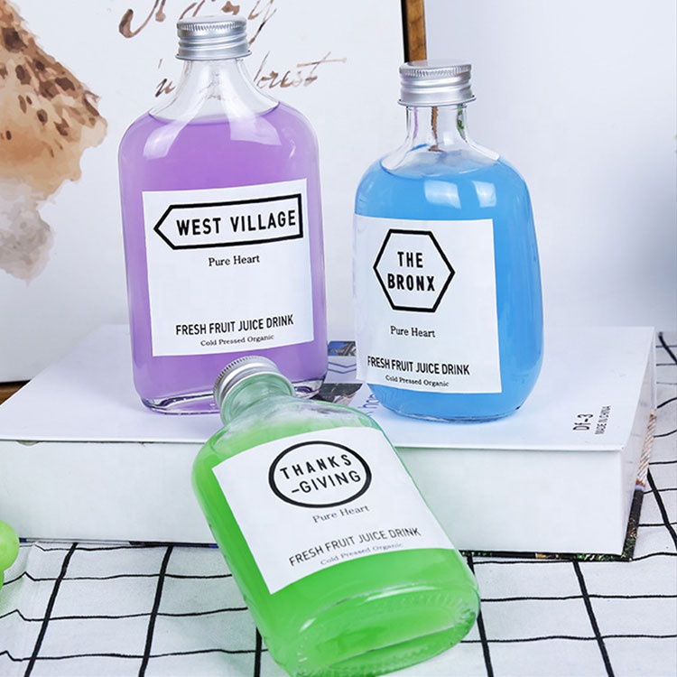 50ml 110ml 200ml clear flat wine glass bottles for brandy with screw top lids