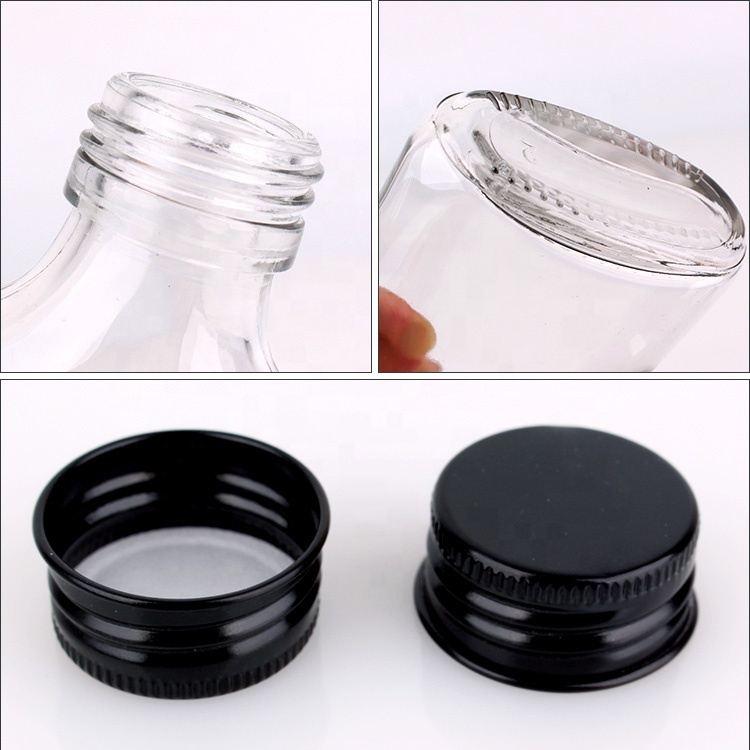 50ml 110ml 200ml clear flat wine glass bottles for brandy with screw top lids