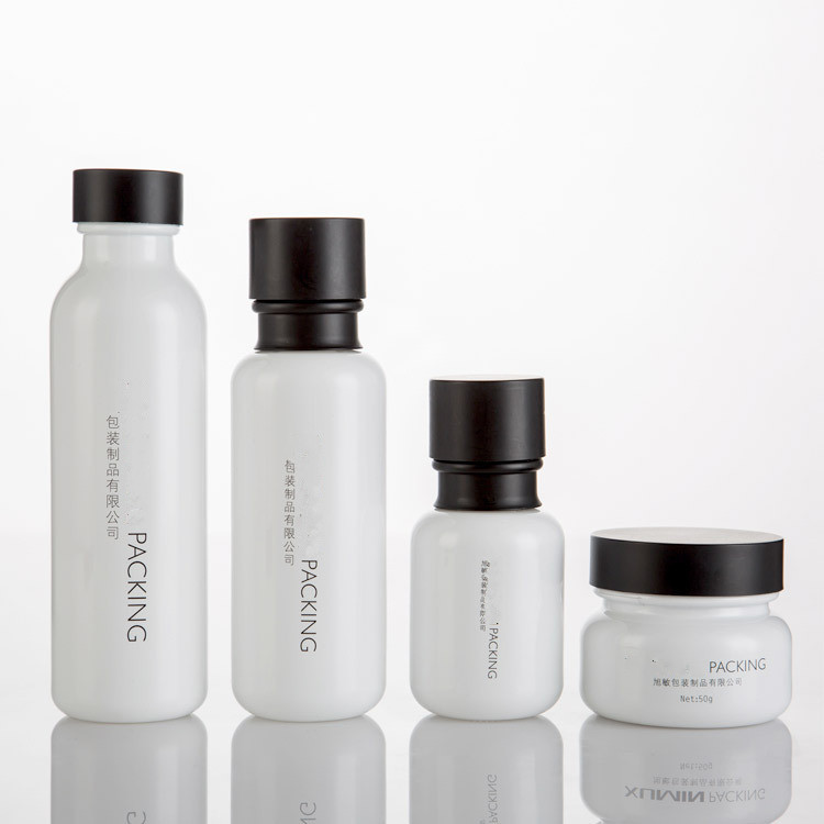 50ml 110ml lotion pump bottle 150ml serum bottle 30g 50g white cosmetic glass bottle for goats milk skin care cream products