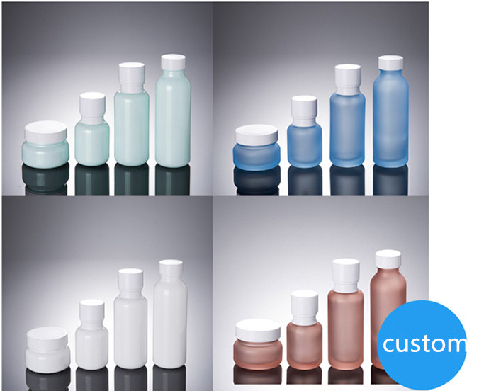 50ml 110ml lotion pump bottle 150ml serum bottle 30g 50g white cosmetic glass bottle for goats milk skin care cream products