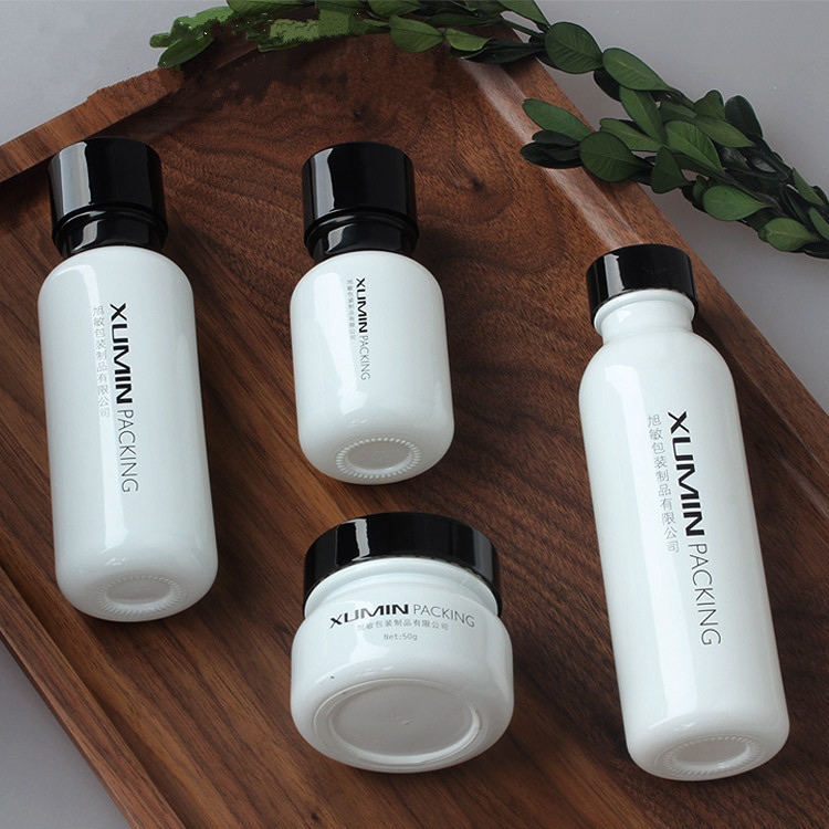 50ml 110ml lotion pump bottle 150ml serum bottle 30g 50g white cosmetic glass bottle for goats milk skin care cream products
