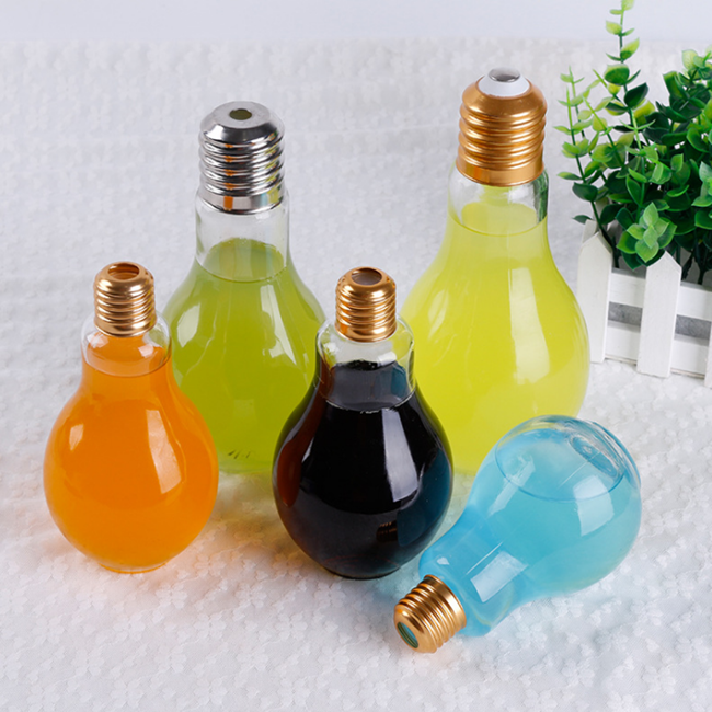 50ml 150ml 200ml 250ml 400ml light lamp bulb shape glass bottles with cap for beverage milk