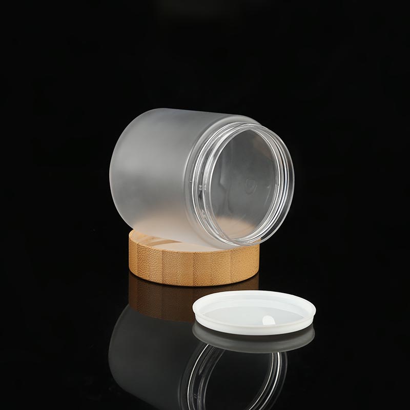 50ml 150ml 250ml 500ml Color Customized PET Cosmetic Container Packaging Empty Bamboo Lid Cream Jar