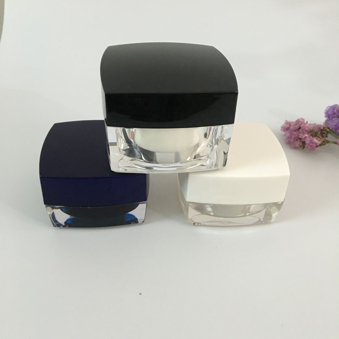 50ml 1oz 5g 10g 15g 20g 30g 50g Black Square Luxury Acrylic Cosmetic Creams Packaging Jar