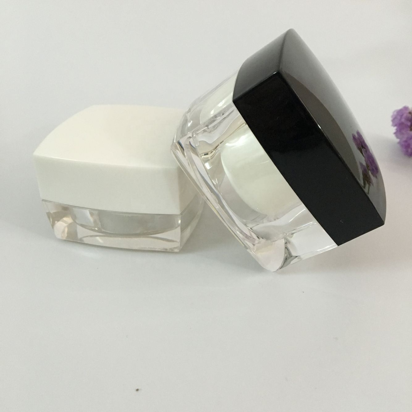 50ml 1oz 5g 10g 15g 20g 30g 50g Black Square Luxury Acrylic Cosmetic Creams Packaging Jar