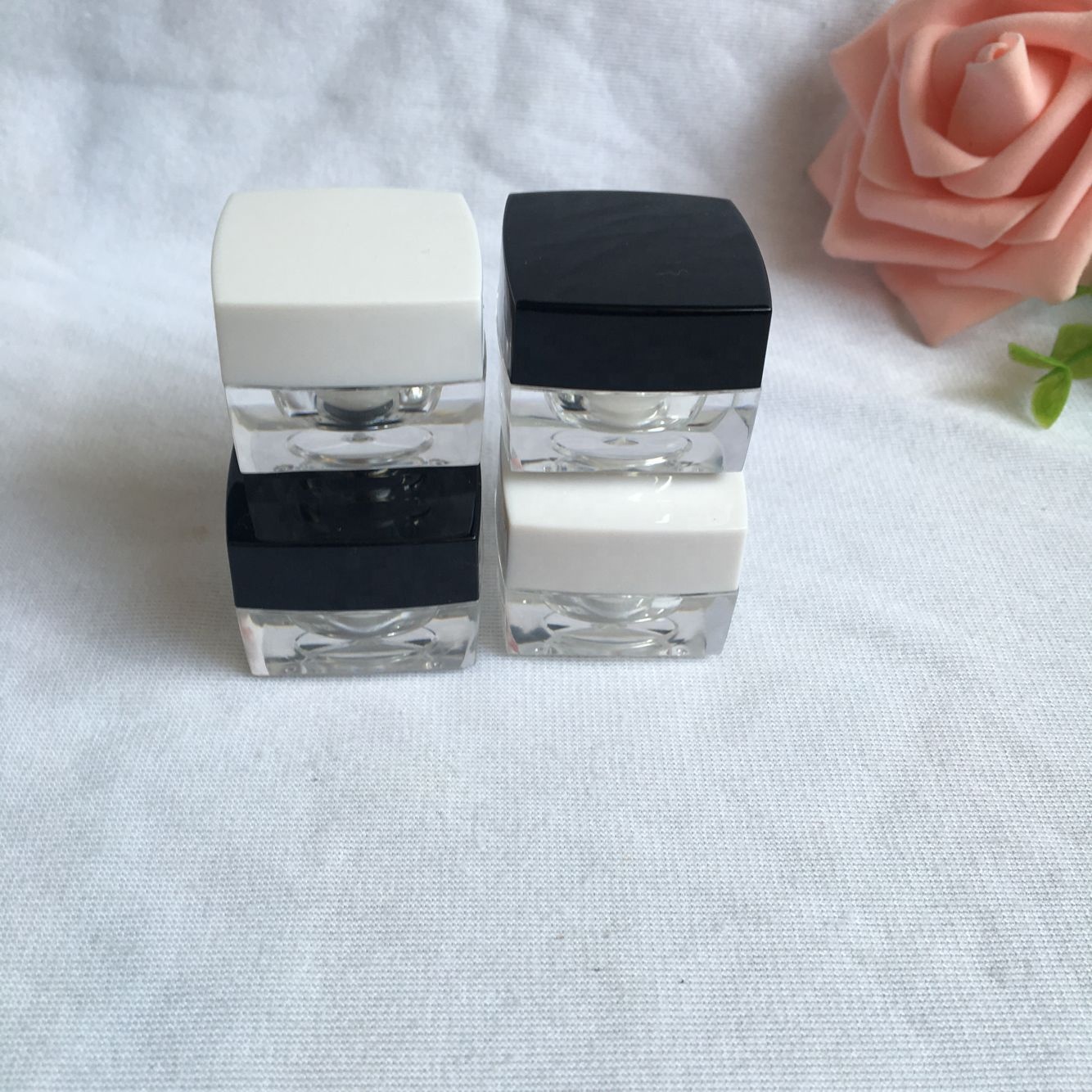 50ml 1oz 5g 10g 15g 20g 30g 50g Black Square Luxury Acrylic Cosmetic Creams Packaging Jar