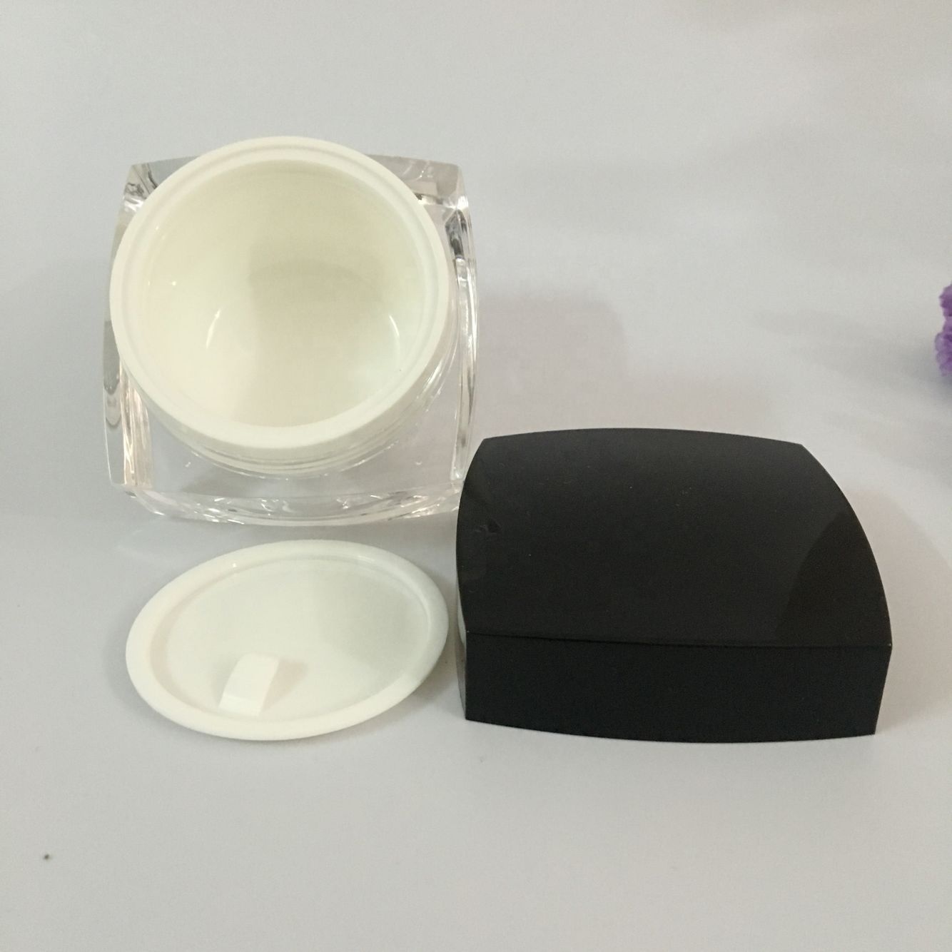 50ml 1oz 5g 10g 15g 20g 30g 50g Black Square Luxury Acrylic Cosmetic Creams Packaging Jar