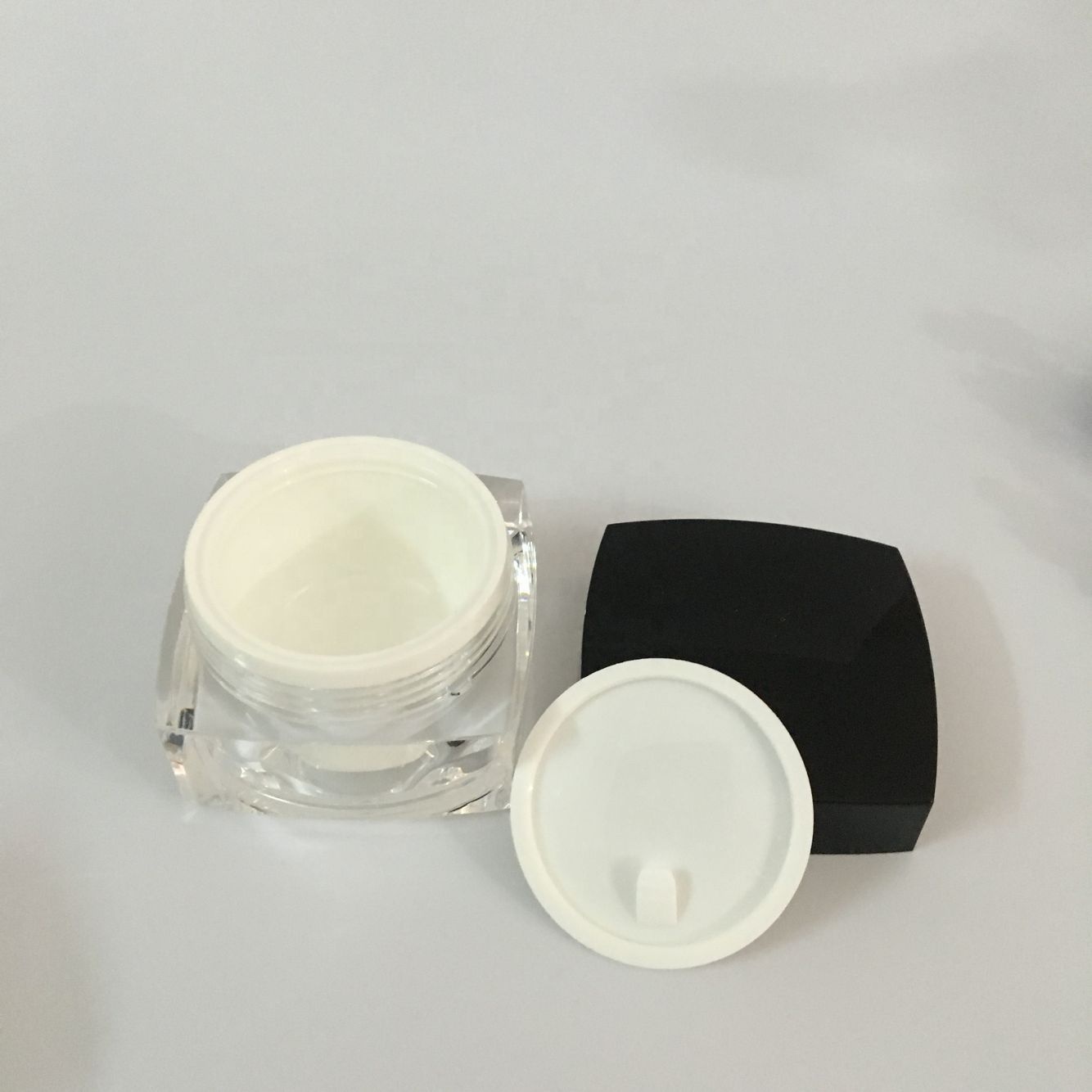 50ml 1oz 5g 10g 15g 20g 30g 50g Black Square Luxury Acrylic Cosmetic Creams Packaging Jar