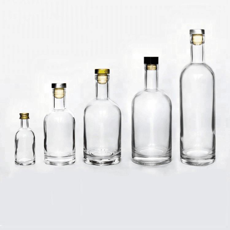 50ml 200ml 500ml 750ml Empty Glass Vodka Gin Rum Alcohol Whiskey Coffee Glass Liquor Bottle With Cork