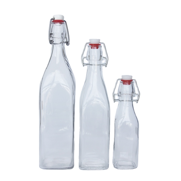 50ml 250ml 500ml 1L Liquor Bottle with Swing Top Colored Glass Swing Top Bottles