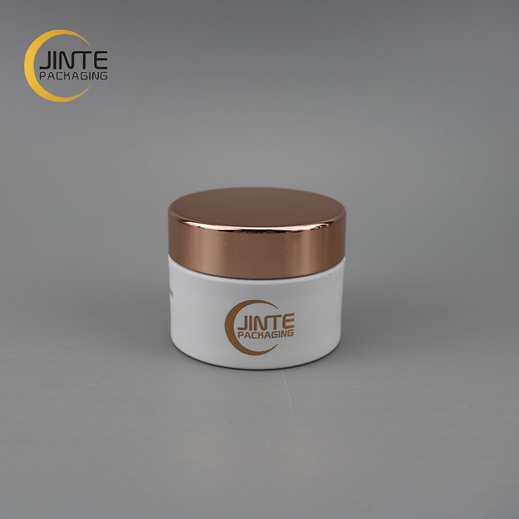 50ml 2oz Luxury PETG Matte White body with Matte Rose gold metallic finish environmental friendly for skincare cream