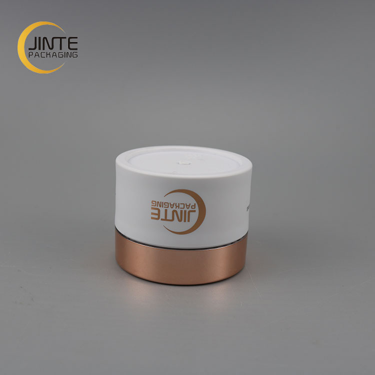 50ml 2oz Luxury PETG Matte White body with Matte Rose gold metallic finish environmental friendly for skincare cream