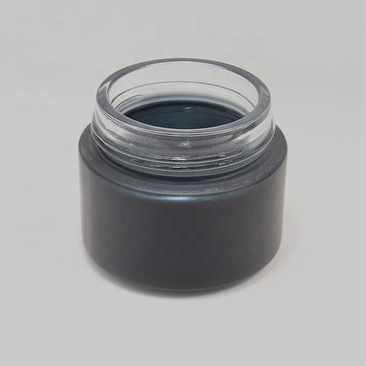 50ml 30g 15g frosted matte black glass cosmetic jars with black lid for cosmetics