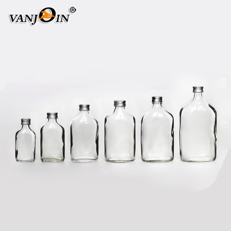 50ml- 350ml Kombucha Ice Tea Flat Glass Hip Flask Cold Brew Coffee Bottles